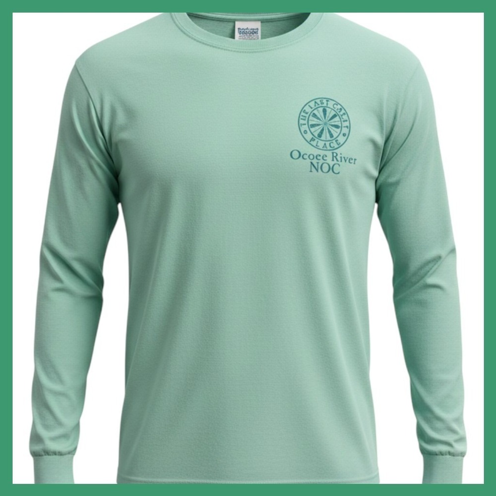 Comfort Colors Ocoee River NOC Compass Long Sleeve T-Shirt Seafoam Green Small